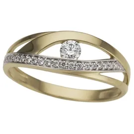 FIRETTI Goldring Schmuck Geschenk Gold 333 bicolor, zweifarbig, verschlungene Optik, mit Zirkonia (synth) gelb|goldfarben 16
