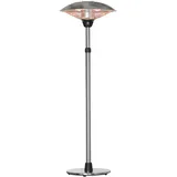 Elektrischer Terrassenheizer (3000 W), Co2-frei, 13 M2, Schutzart Ip44 – Freistehender Infrarotheizer Mit 3 Heizstufen – Höhenverstellbar Von 160 Bis 200 Cm, Edelstahl, Silber