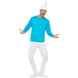 Funidelia Offizielles Schlümpfe Kostüm für Herren, Inklusive Oberteil, Hose mit Stiefelüberzug, Schwanz und Mütze, Größe M - L - Outfit für Erwachsene für Partys, Karneval und Halloween