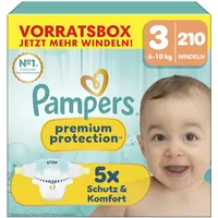 Pampers Premium Protection Größe 3, 210 Windeln, 6kg-10kg, unser Nr. 1 Haut- und Auslaufschutz