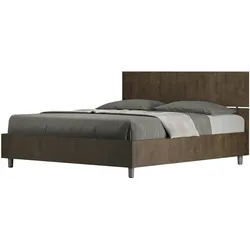 Bett mit Lattenrost 160x190, gerades Kopfteil aus Demas-Walnuss