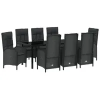 VidaXL 9-teiliges Garten-Ess-Set Schwarz Poly-Rattan