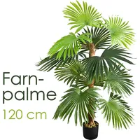 Decovego Kunstpflanze Palme künstlich wie echt Plastikpflanze Balkon Palmenfarn