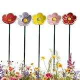 5Stk Keramik Blumen Bienentränke | 27cm Keramik Bienentränke für den Garten | Outdoor Blumenform Insektentränke Gartenstecker | Wetterfeste Stehend Vogeltränke Gartenstecker Zubehör für Rasen