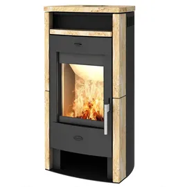 FIREPLACE Elite Budapest Stahl Schwarz/Abdeckplatte Sandstein