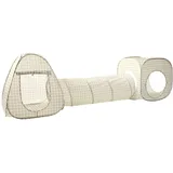 3 Sprouts Zelt- und Tunnel-Set mit Karomuster, beige,