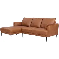 Ecksofa Luso Cognac Echtleder - Linke Recamiere, Taschenfederkern & Metallfüßen