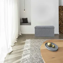 Relaxdays Sitzbank, mit Stauraum, faltbar, gepolstert, klappbarer Deckel, Flur, Schlafzimmer, Truhenbank, dunkelgrau