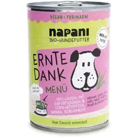 napani Bio Menü für Hunde Ernte Dank mit Linsen & Haferflocken - Nassfutter im 400g Dosenfutter - Premium Hundefutter aus Bayern