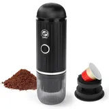 HOTUT Tragbare Elektrische Kaffeemaschine, reise Espressomaschine für Camping, Auto Kaffeemaschine Mit USB-C, 3-4 Minuten Selbsthitzung, große kapazität, kompatibel mit NS-Kapsel & Gemahlenem Kaffee