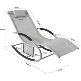 SoBuy Swingliege in Hellgrau - 150 x 63 x 87 cm