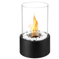 ZMH Tischkamin, Schwarz, Metall, Zylindrisch, 16x27x16 cm, Kleinmöbel, Kamine & Zubehör, Kaminöfen