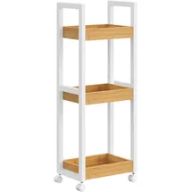 Songmics Badezimmerregal mit 3 Ebenen schmal platzsparend weiß-naturfarben