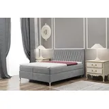Fun Möbel Boxspringbett Schlafzimmerbett ESME 200x200cm in Stoff Monolith Grau - Grau