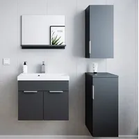 Posseik Badmöbel-Set Slimline Lago 4tlg Spiegel & Midischränke weiss
