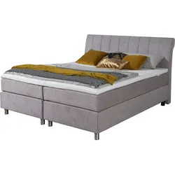 Boxspringbett ALINA "Elsa fix", grau (hellgrau gcp 49), B:181cm L:220cm, Chenille GCP (100% Polyester), Komplettbetten, Boxspringbett, inklusive Matratze und Topper, in verschiedenen Größen und Härtegraden