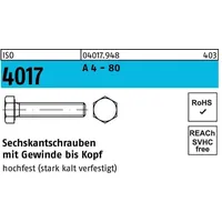 Hörger & Geßler Sechskantschraube ISO 4017 VG M16x 40 A 4 - 80 50 Stück
