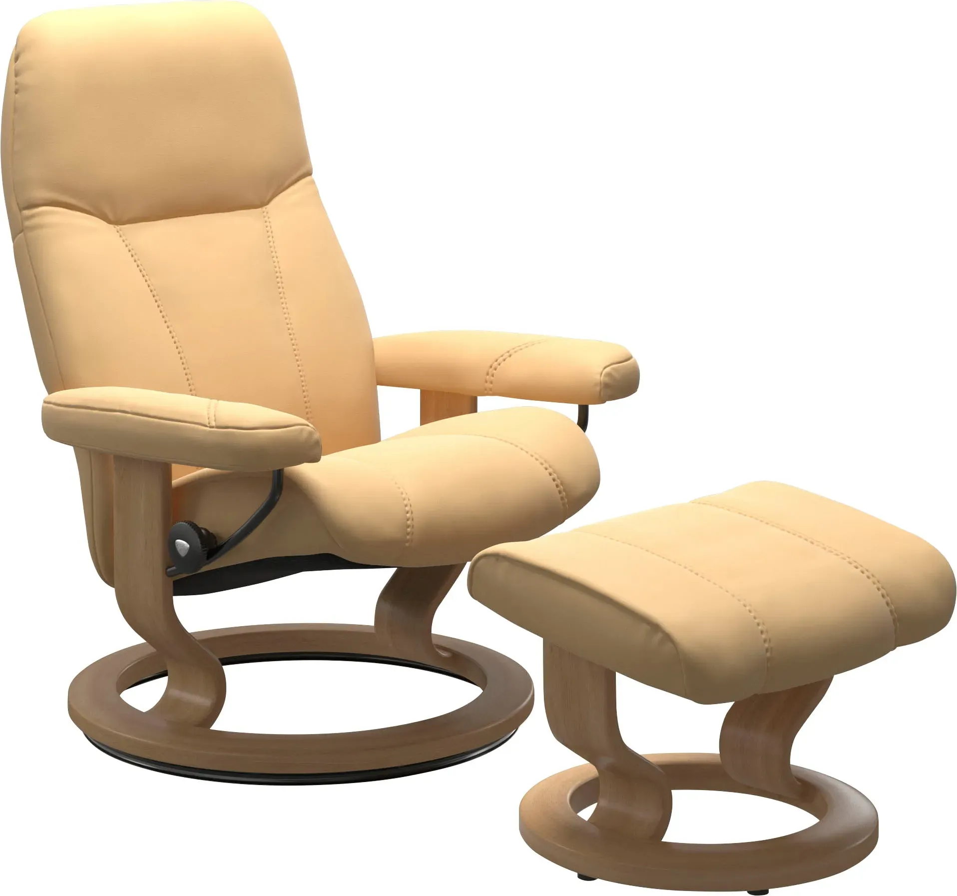 Relaxsessel STRESSLESS "Consul", gelb, B:76cm H:100cm T:71cm, Sessel, mit Classic Base, Größe M, Gestell Eiche