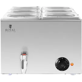 Royal Catering Bain Marie 600 W 6 GN 1/6, Ablasshahn