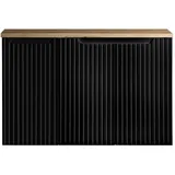[en.casa] Waschbeckenunterschrank Skelbolu mit 3 Türen 90x60x40cm Schwarz/Eichenoptik [en.casa]
