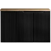 [en.casa] Waschbeckenunterschrank Skelbolu mit 3 Türen 90x60x40cm Schwarz/Eichenoptik [en.casa]