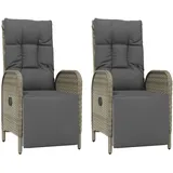 vidaXL Polyrattan Relaxsessel 57 x 62,5 x 109 cm schwarz 2 St. inkl. Kissen