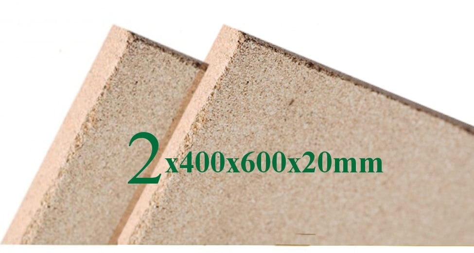 2x Vermiculite Brandschutzplatten | 400x600x20mm | Schamotte Ersatz