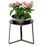 DanDiBo Ambiente DanDiBo Blumenhocker Metall mit Topf Schwarz Silber 34 cm Blumenständer 96091 L Blumensäule Modern Pflanzenständer Pflanzenhocker