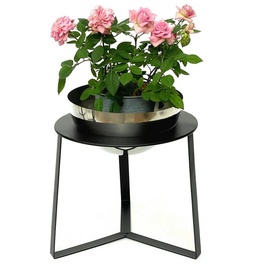 DanDiBo Ambiente DanDiBo Blumenhocker Metall mit Topf Schwarz Silber 34 cm Blumenständer 96091 L Blumensäule Modern Pflanzenständer Pflanzenhocker