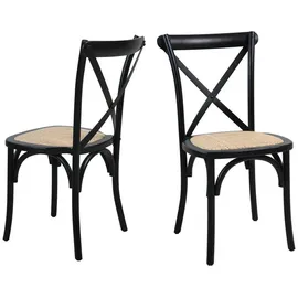 SIT Möbel Rattanstuhl gepolstert schwarz 2er Set