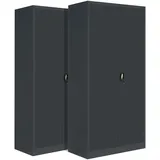 2-Pack LagerZwei Mehrzweckschrank 185x90x40cm I Metallschrank, 4 Fachböden I Aktenschrank, abschließbar I Robuster Allzweckschrank als Werkstattschrank & Büroschrank I Stahlschrank anthrazit