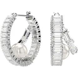Paar Creolen SWAROVSKI "Schmuck Geschenk Ariana Grande Ohrringe, 5720868", silber (metallfarben, kristallweiß, weiß, kristallweiß), Ohrringe, Damen, Metall-Perlen, Metall, Perlen, mit Swarovski Kristall - mit Swarovski Perle