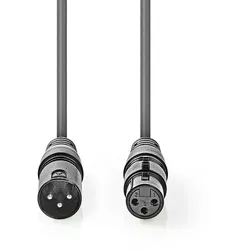 Nedis Balanced Audio-Kabel - XLR 3-Pin Stecker - XLR 3-Pin Buchse - Vernickelt - 5.00 m - Rund - PVC - Dunkelgrau - Kartonhülle
