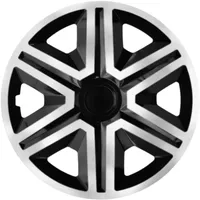Luckyberg Radkappen 14 Zoll Action | Zierkappen in vielen Farben, Radzierblenden 4er-Set für die meisten Automarken und Stahlfelgen. Felgenabdeckung für Autofelgen. (14" - Silver/SCHWARZ)