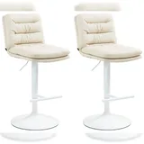deluke Barhocker TURIN 2er Set  Creme/Weiß Kunstleder