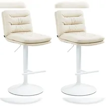 deluke Barhocker TURIN 2er Set  Creme/Weiß Kunstleder