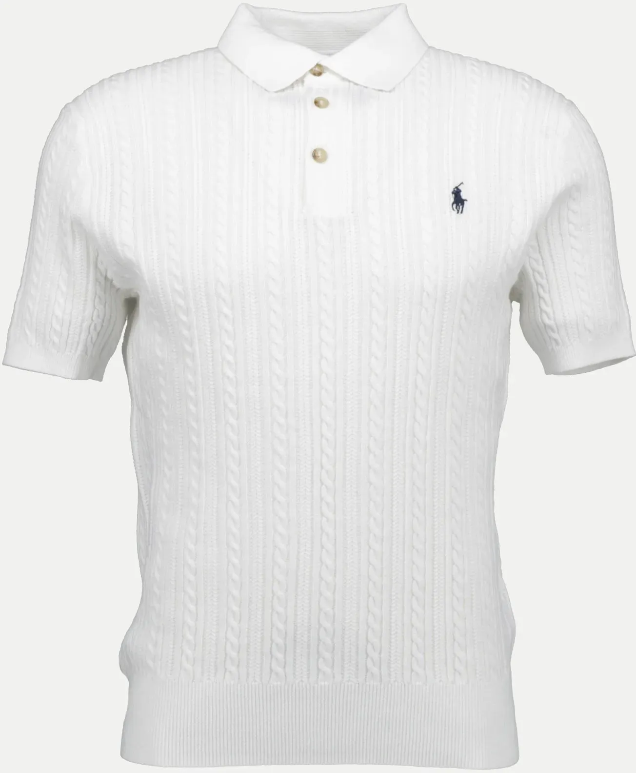 Halbarm Strickpolo Weiß XL