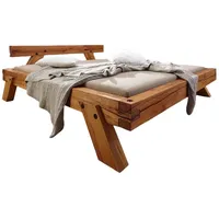 Main Möbel Balkenbett Bett Doppelbett Massivholz 180x200cm Fichte honig