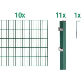 GAH Alberts Doppelstabmattenzaun Set 22-tlg. 0,8 x 20 m grün
