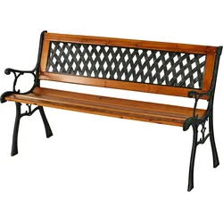 Gartenbank Sitzbank Parkbank 125x52x73cm Metall Holz Bank 2-Sitzer Garten Möbel