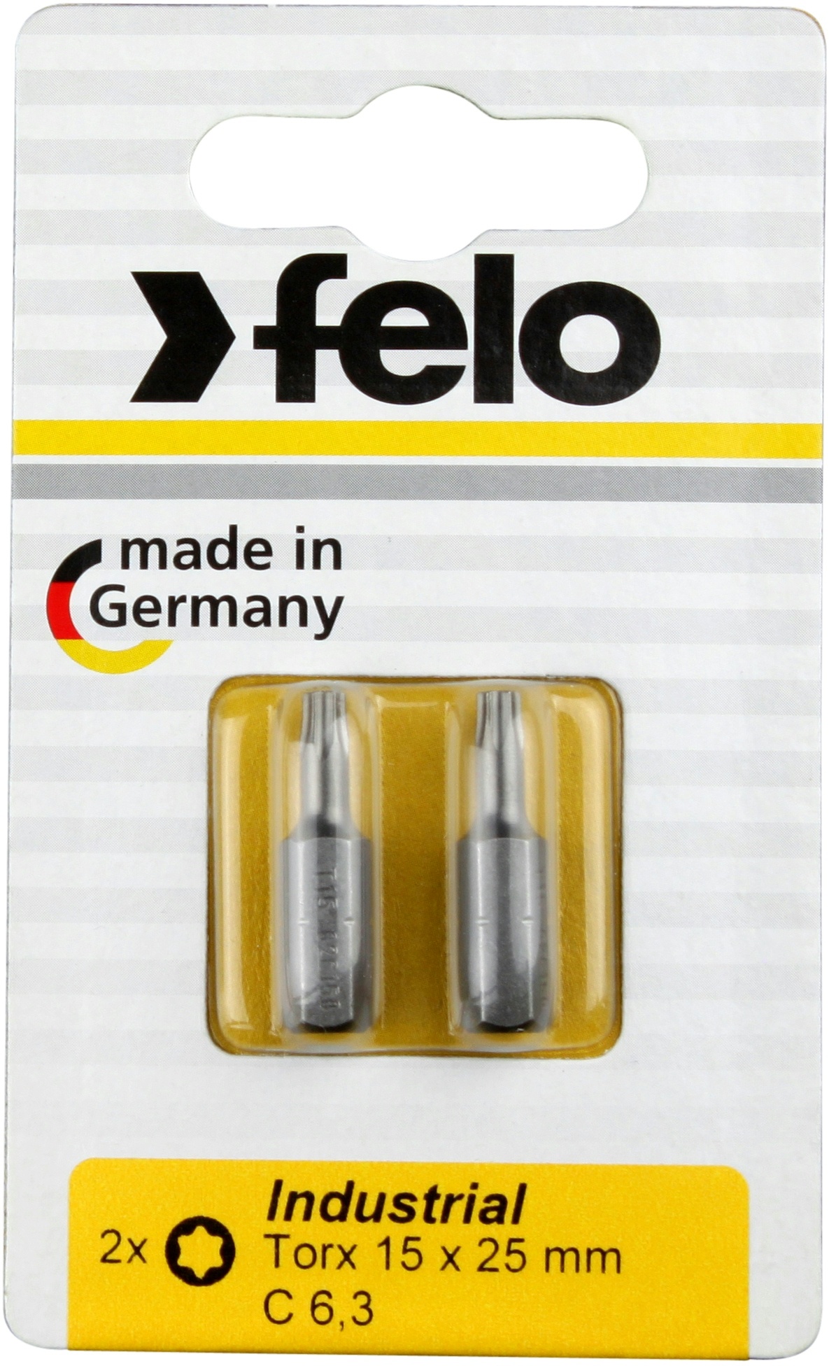 Felo Bit, Industrie C 6,3 x 25mm, 3 Stk auf Karte Tx 15 / Tx 20 / Tx 25
