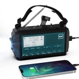 Kurbelradio DAB/DAB+/UKW, Baustellenradio Radio Batteriebetrieben, Tragbare Solar Notfallradio mit 5000mAh Wiederaufladbare Akku, LED Taschenlampe & Leselicht, IPX4, SOS-Alarm für Outdoor, Camping