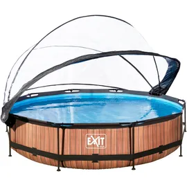 EXIT TOYS Wood Pool Set 360 x 76 cm inkl. Filterpumpe und Abdeckung