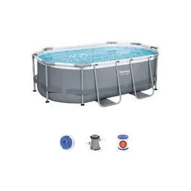 BESTWAY Power Steel Frame Pool oval Set 305 x 200 x 84 cm inkl. Filterpumpe