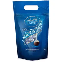 Lindt LINDOR Schokoladen Kugeln Milchcrème | 1 kg Beutel, wiederverschließbar l ca. 80 Milch-Schokolade mit Milchcrème-Füllung | Großpackung, Pralinen-Geschenk, Schokoladengeschenk