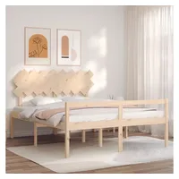 vidaXL Bett Seniorenbett mit Kopfteil 160x200 cm Massivholz beige 165.5 cm x 205.5 cm x 80.5 cm
