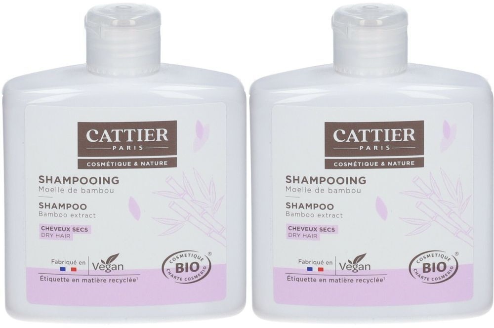 Cattier Shampooing Moelle de bambou cheuveux secs 2x250 ml shampooing