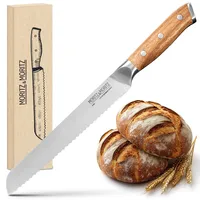 Moritz & Moritz Brotmesser 20 cm Ergonomischer Griff aus Akazienholz/Grau