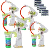 TE-Trend 4 Stück Mega XXL Seifenblasenpistole Set Seifenblasenmaschine Bubble Gun LED Kinder Seifenblasen Pistole Mehrfarbig