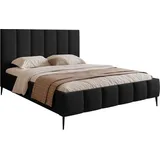 Selsey Polsterbett 140x200 cm, mit Bettkasten, Lattenrost und Metallfüßen, schwarz - Schwarz